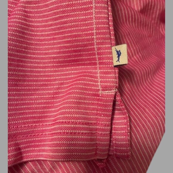 NWT Tommy Bahama Polo Men's XL Very Berry Pink Short Sleeve Stripes - Picture 7 of 10